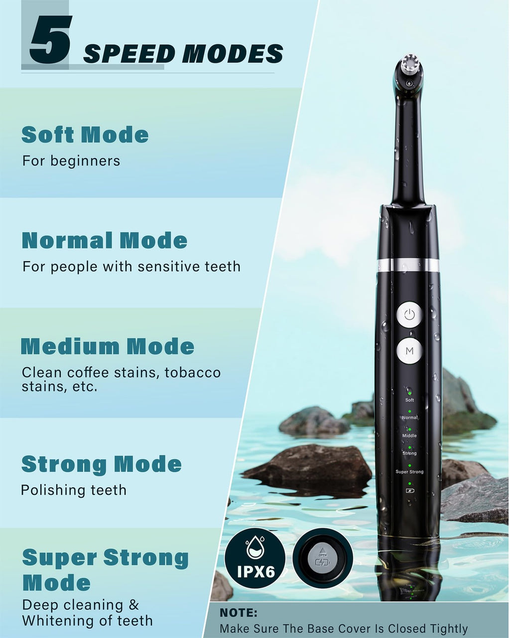 Rechargeable Kit with Polisher and LED Light, 5 Replaceable Heads