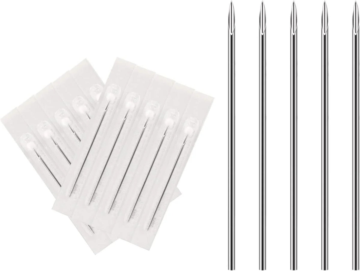 16G Stainless Steel Disposable Piercing Needles, 10pcs – Sterile Body Jewelry Needles