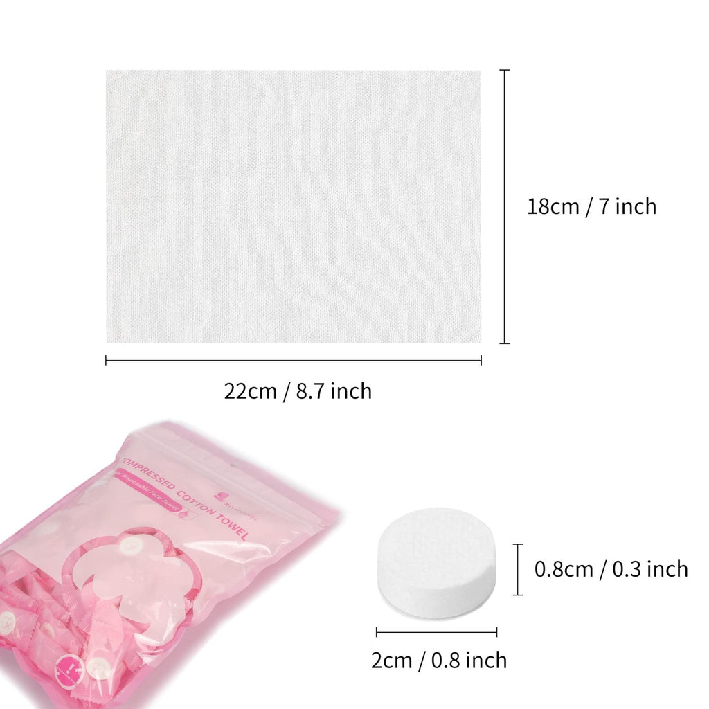 Compressed Face Towels Tablets - Reusable Travel Mini Towels (100 Pack, Pink)