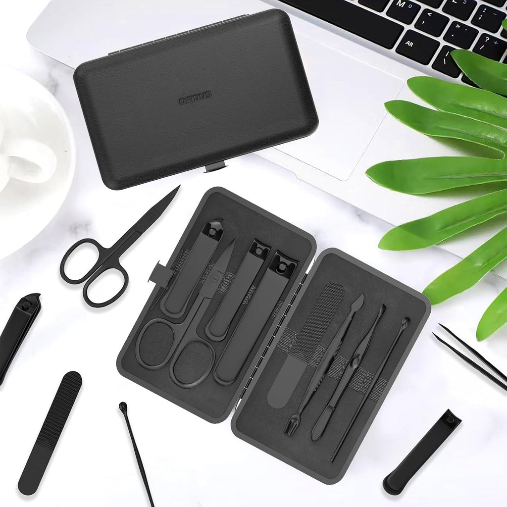 Men’s Nail Grooming Travel Kit - 8-Piece Stainless Steel Manicure Set