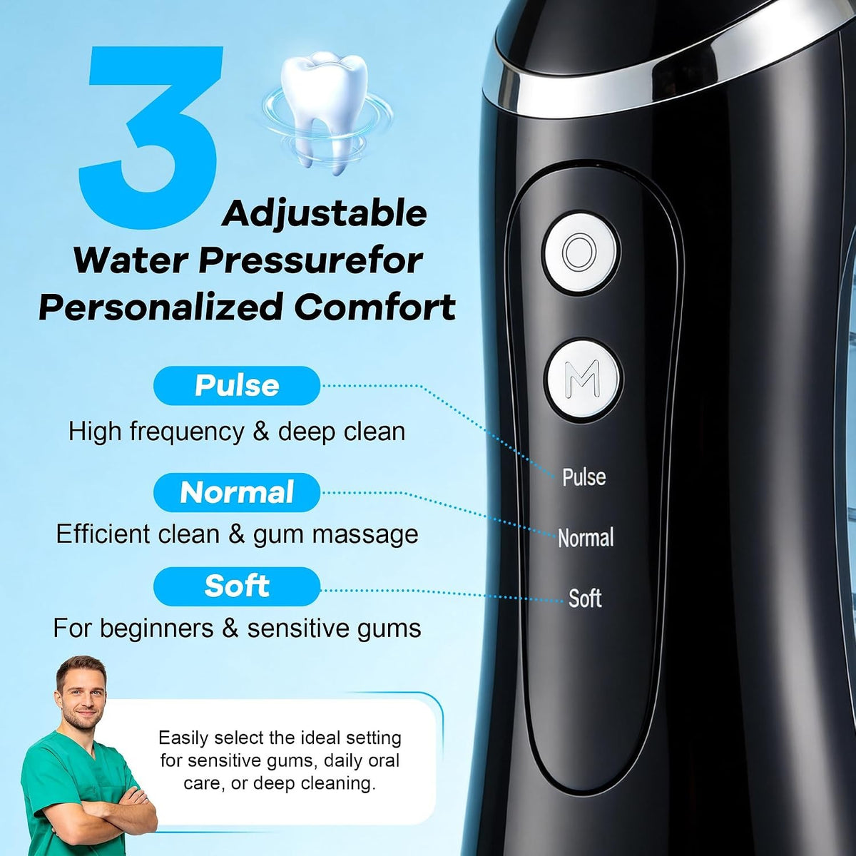 Portable Electric Water Flosser with 4 Tips & 200ML Tank – Rechargeable Oral Irrigator