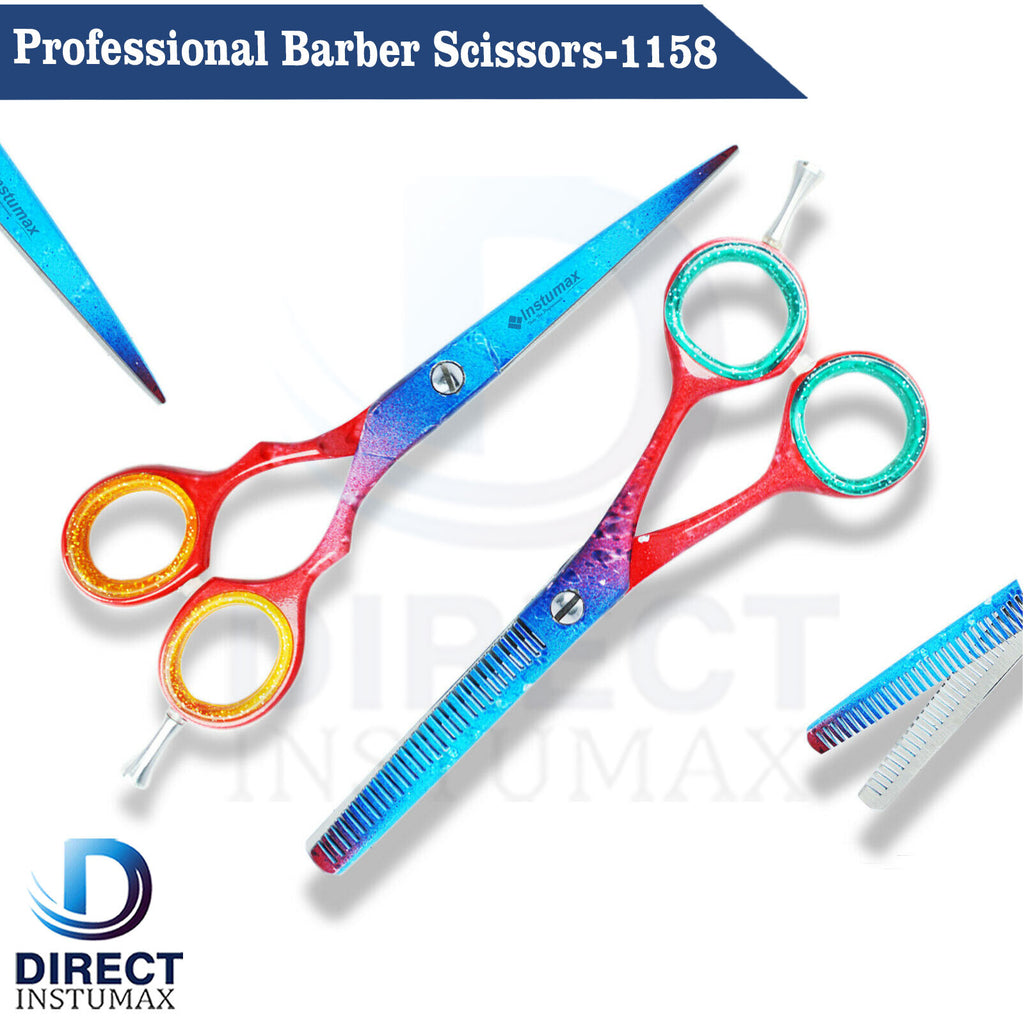 Professional Hair Cutting & Thinning Scissors Set - Salon Barber Tools 2Pcs