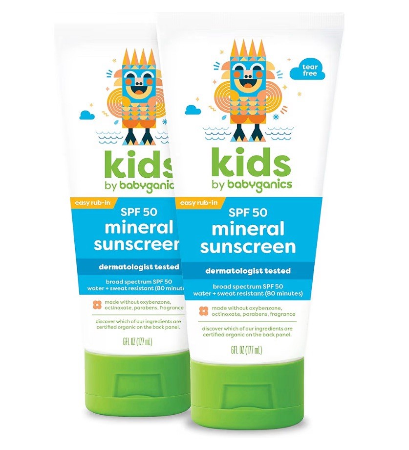 Kids SPF 50 Sunscreen Lotion 2 Pack - Babyganics, 6 Fl Oz, 10/2025
