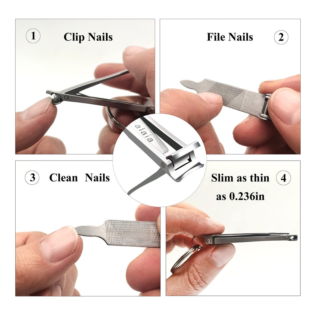 Portable Stainless Steel Nail Clipper with File & Keychain - Travel Grooming Tool