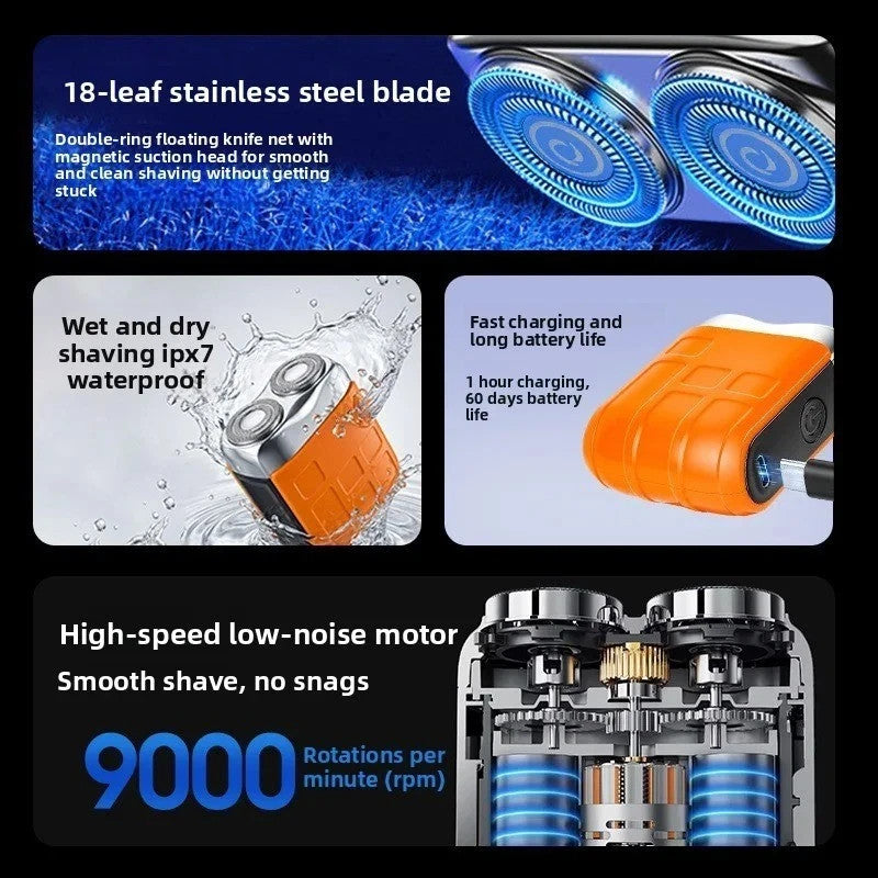 Portable Electric Shaver for Men - Wet & Dry Rechargeable Razor with Digital Display