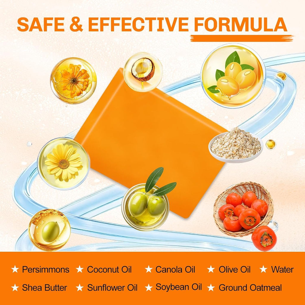 Natural Persimmon Soap Bar for Body Odor Control - Pack of 5