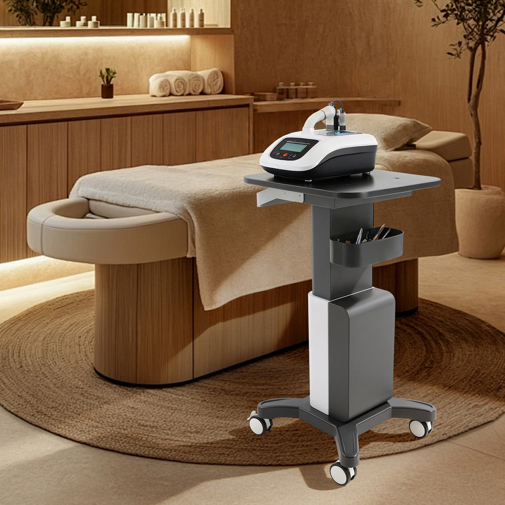 Salon Mobile Storage Cart with Wheels & Shelves - Modern Black or White