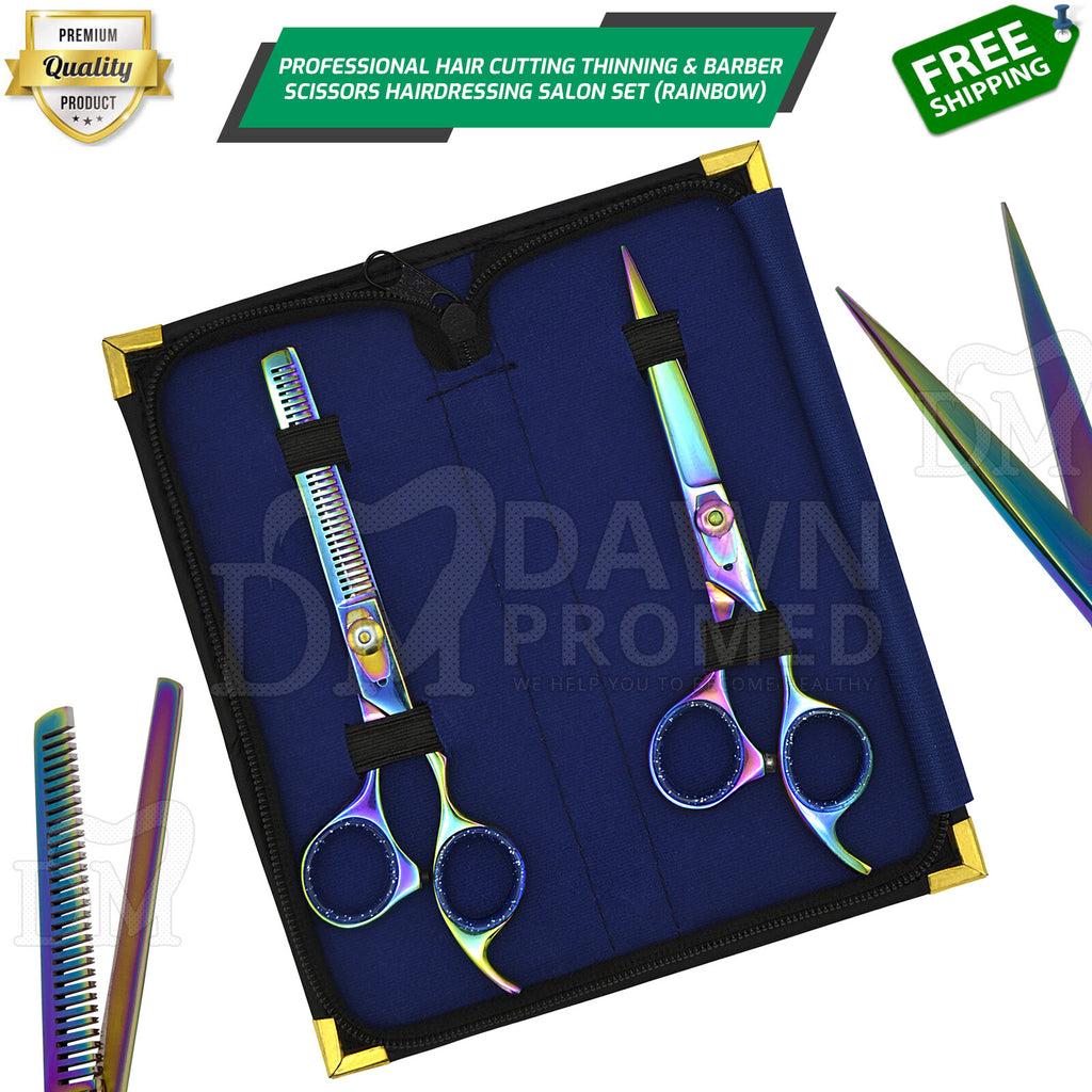 Professional Rainbow Hair Cutting & Thinning Scissors 6.5" - High-Precision Barber Shears