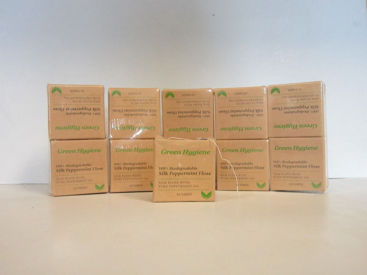Natural Silk Dental Floss Dispenser 4-Pack Mint Eco-Friendly Biodegradable