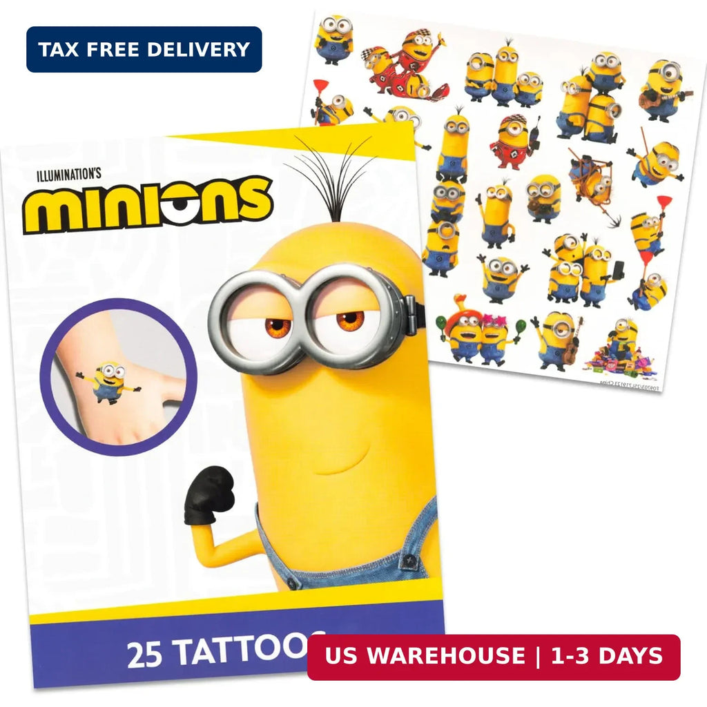Minions Stickers & Tattoos Party Favors Bundle – 75 Temporary Tattoos, 100 Stickers