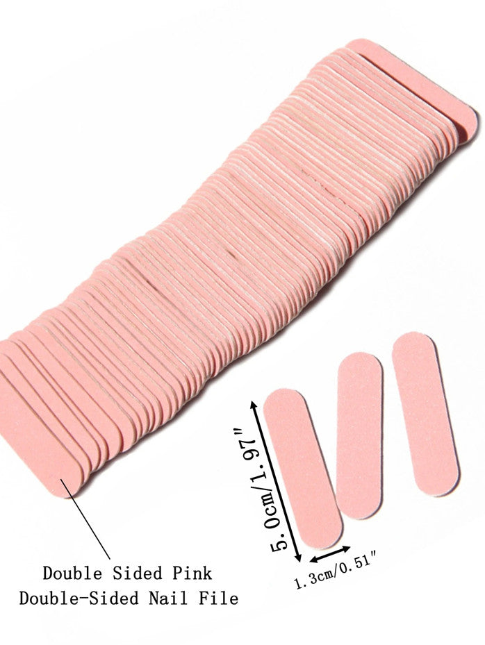 Mini Pink Nail Files Set - Double-Sided Emery Boards for Manicure & Pedicure