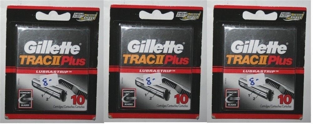 30 Gillette Trac II Plus Razor Blade Refills - Compatible with Trac II & More