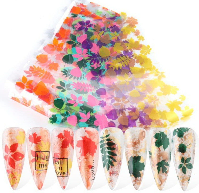 10 Sheets Nail Art Transfer Foil Decals for Manicure & Nail Design