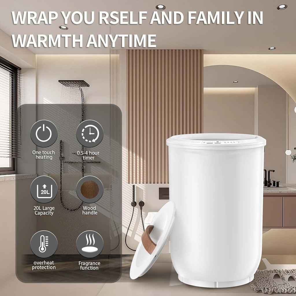 20L Towle Warmer Bucket 450W Fast Heating Spa Safe Timer Home Use