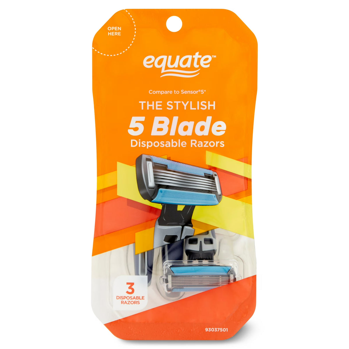 Men's Disposable 5-Blade Razors with Lubrication Strip - 3 Pack