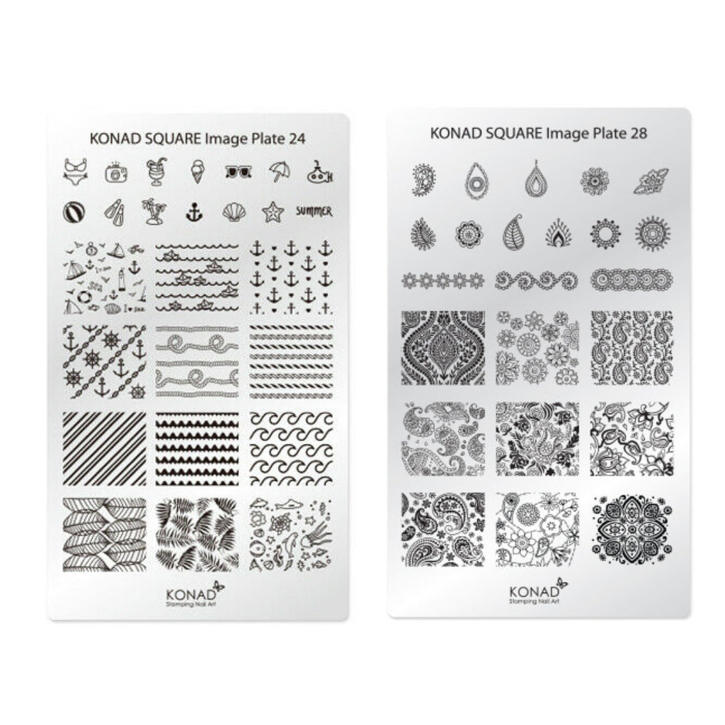 2 Pack Nail Art Stamping Plates - Summer & Paisley Designs for Manicure