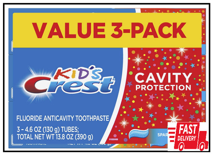 Kids Cavity Protection Toothpaste Sparkle Fun 4.6 Oz Pack of 3