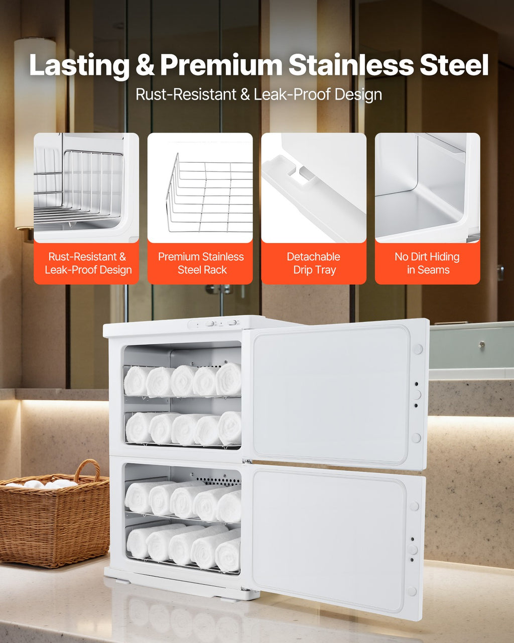 10 Gallon Hot Towel Warmer Cabinet with Disinfection & Large Capacity