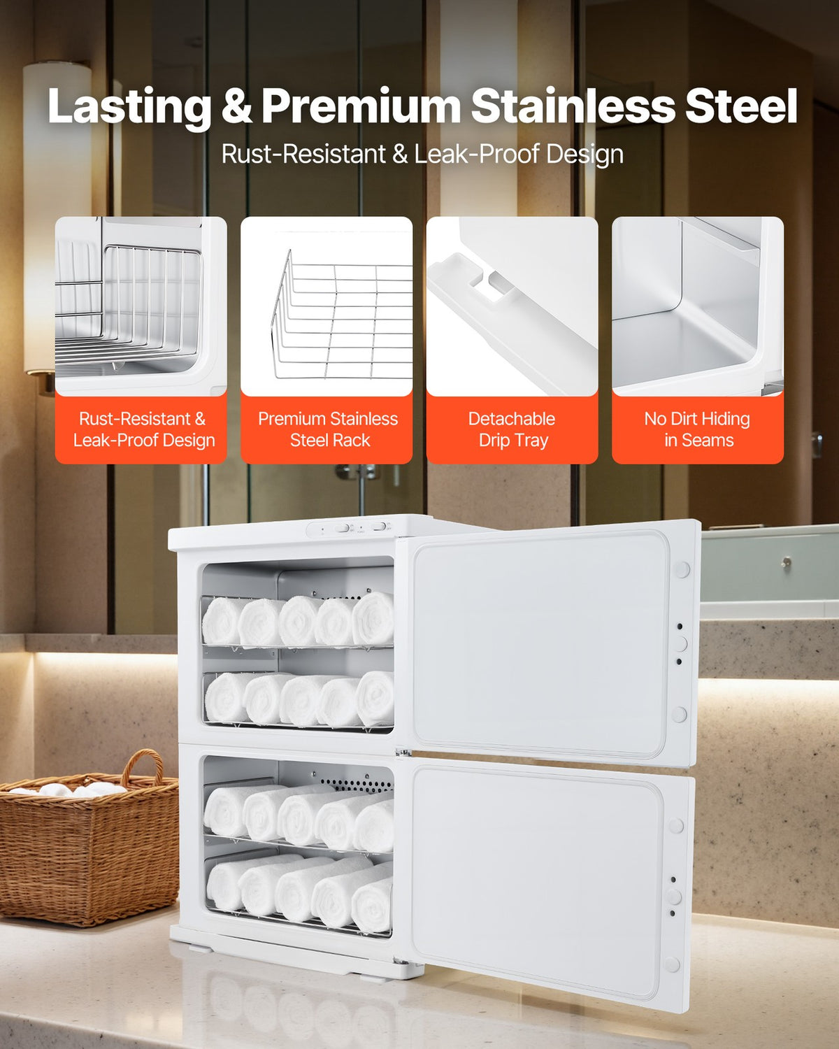 10 Gallon Hot Towel Warmer Cabinet with Disinfection & Large Capacity