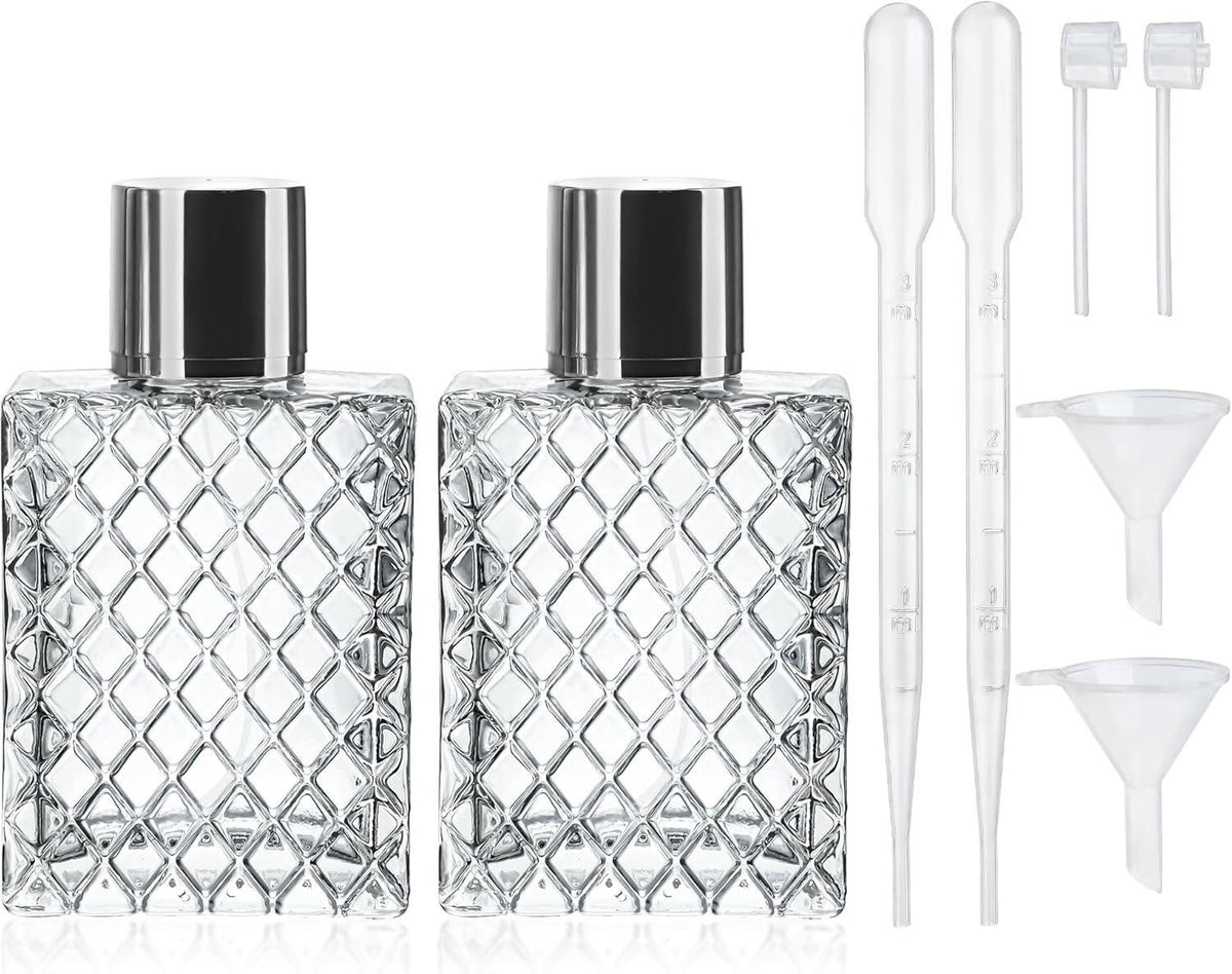 6 Pack Refillable Glass Spray Bottles - 100ml Fine Mist Perfume Atomizer