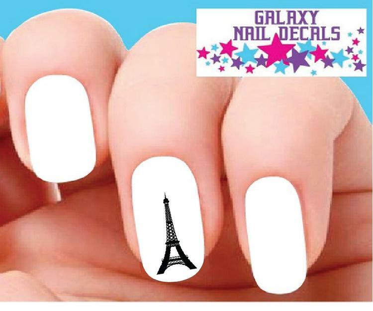 Waterslide Nail Decals Set of 20 Eiffel Tower Silhouettes for Nail Art