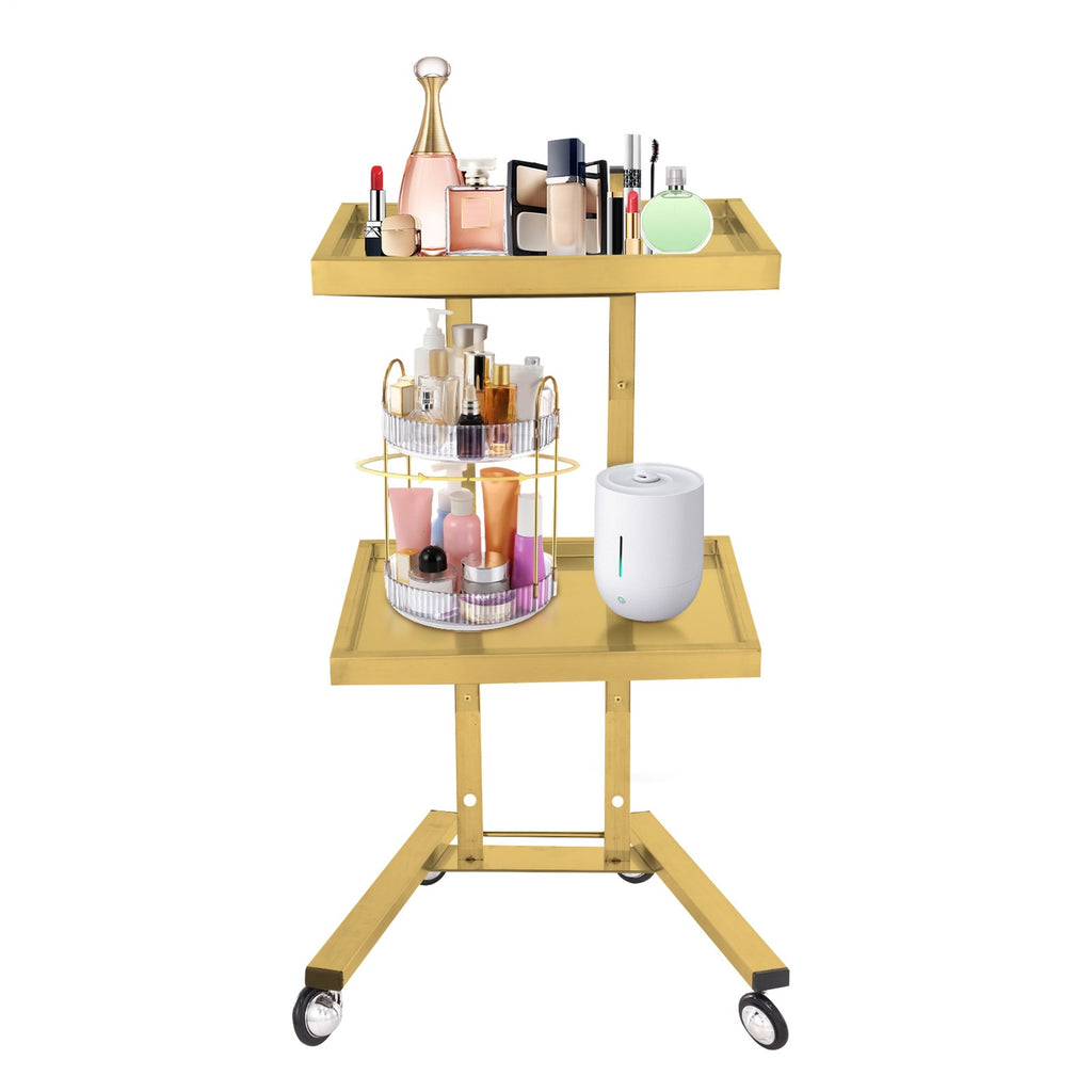 Salon Rolling Trolley Cart with Stainless Steel Frame and Lockable Wheels
