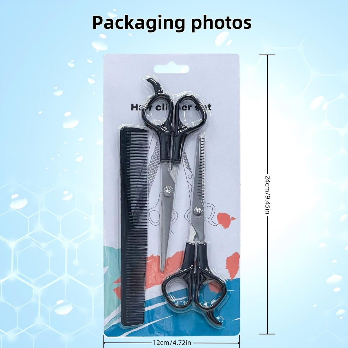Professional Stainless Steel Hair Cutting Shears Set with Thinning Scissors & Comb