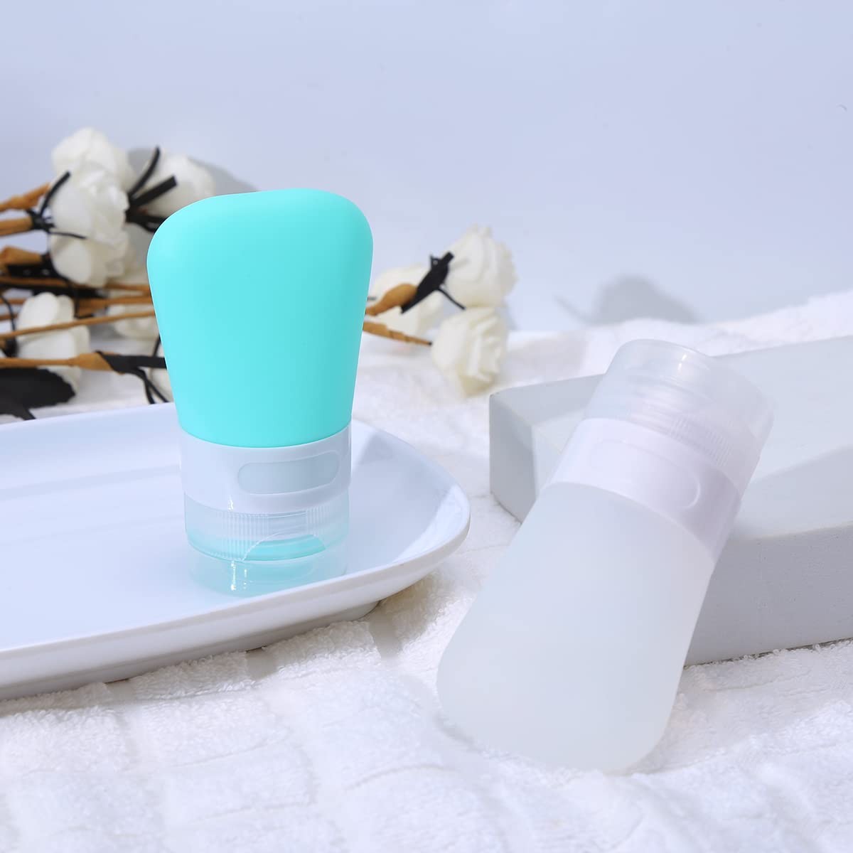 2 Pcs Silicone Travel Bottles Set - Leak-Proof, Refillable, 1.3oz