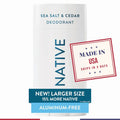 Native Aluminum-Free Deodorant with Sea Salt & Cedar - 72 Hour Odor Control, Large Stick