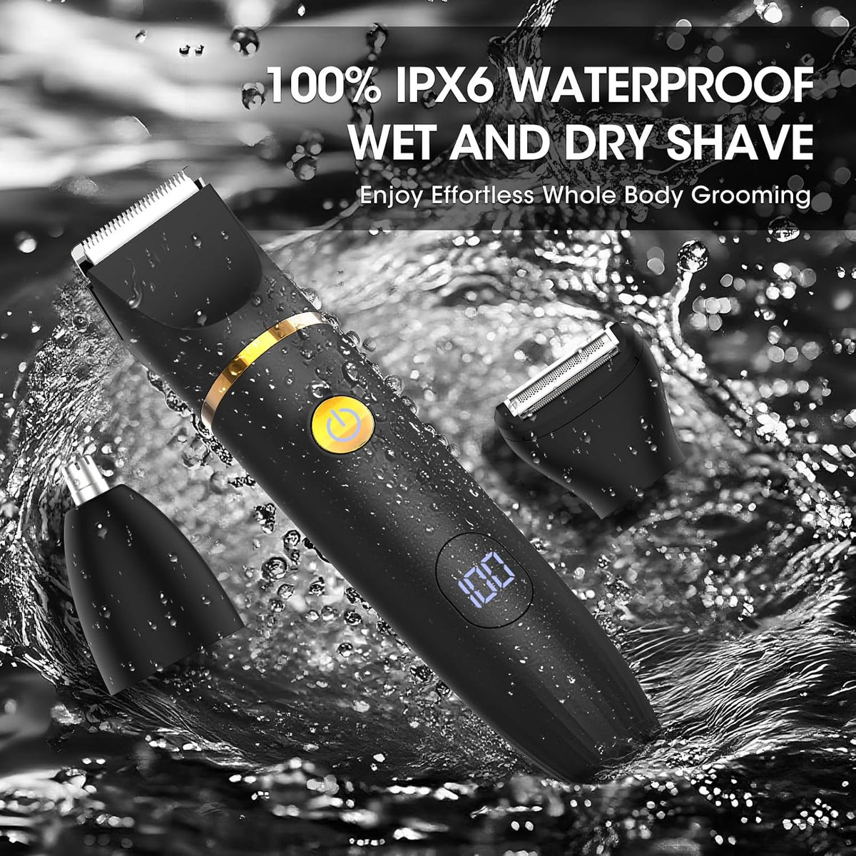 Men's 3-in-1 Body Hair Trimmer Grooming Kit Waterproof & Rechargeable