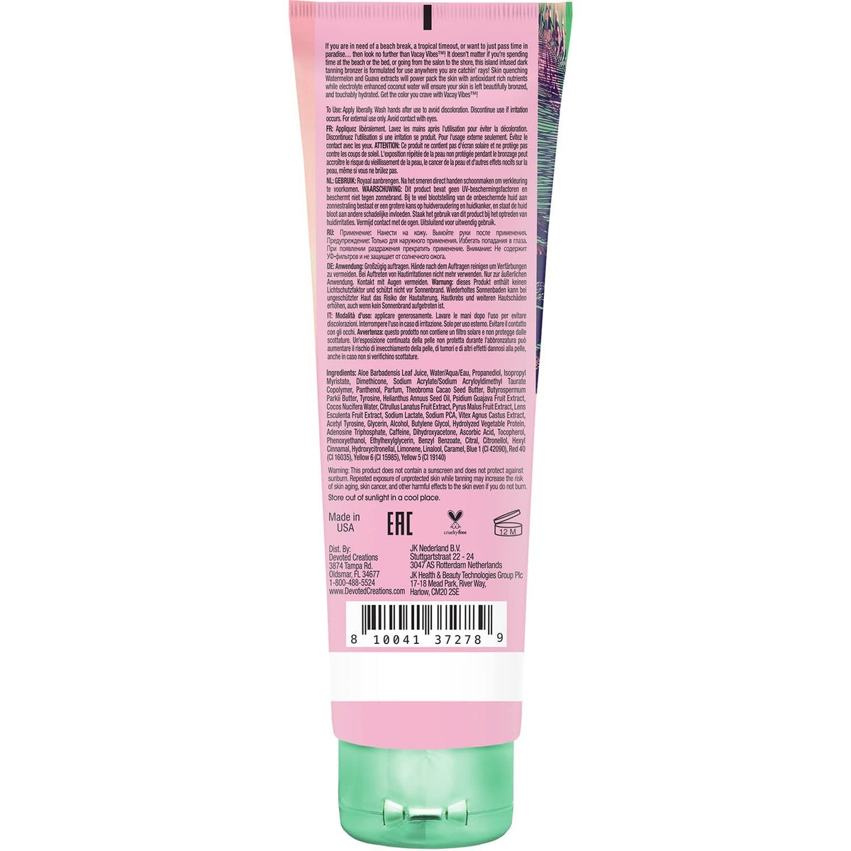 Dark Tanning Lotion for Indoor & Outdoor Use - Tropical Bronzer with Watermelon & Guava Extracts