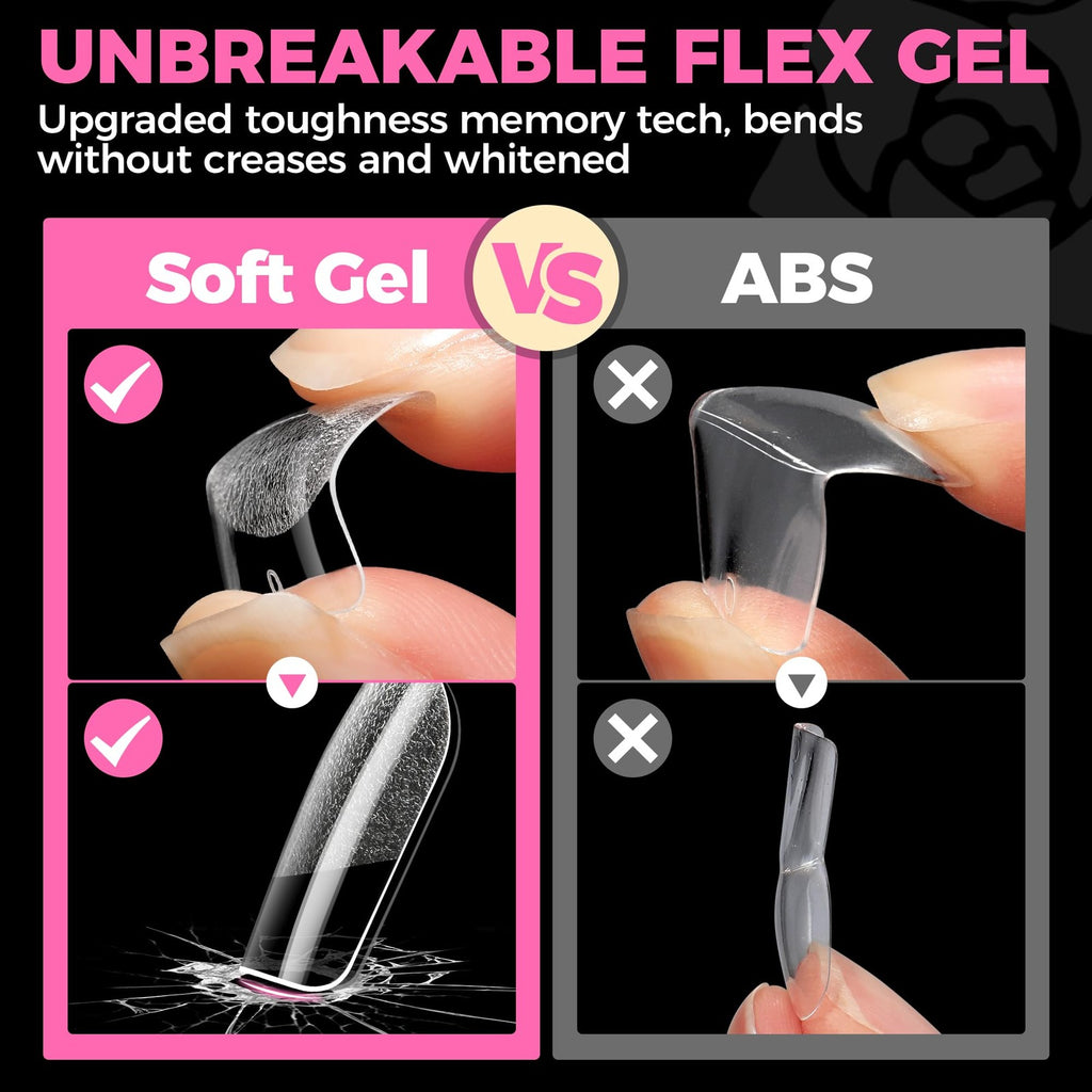 Extra Short Square Nail Tips - Clear Gel Tips for DIY Manicure