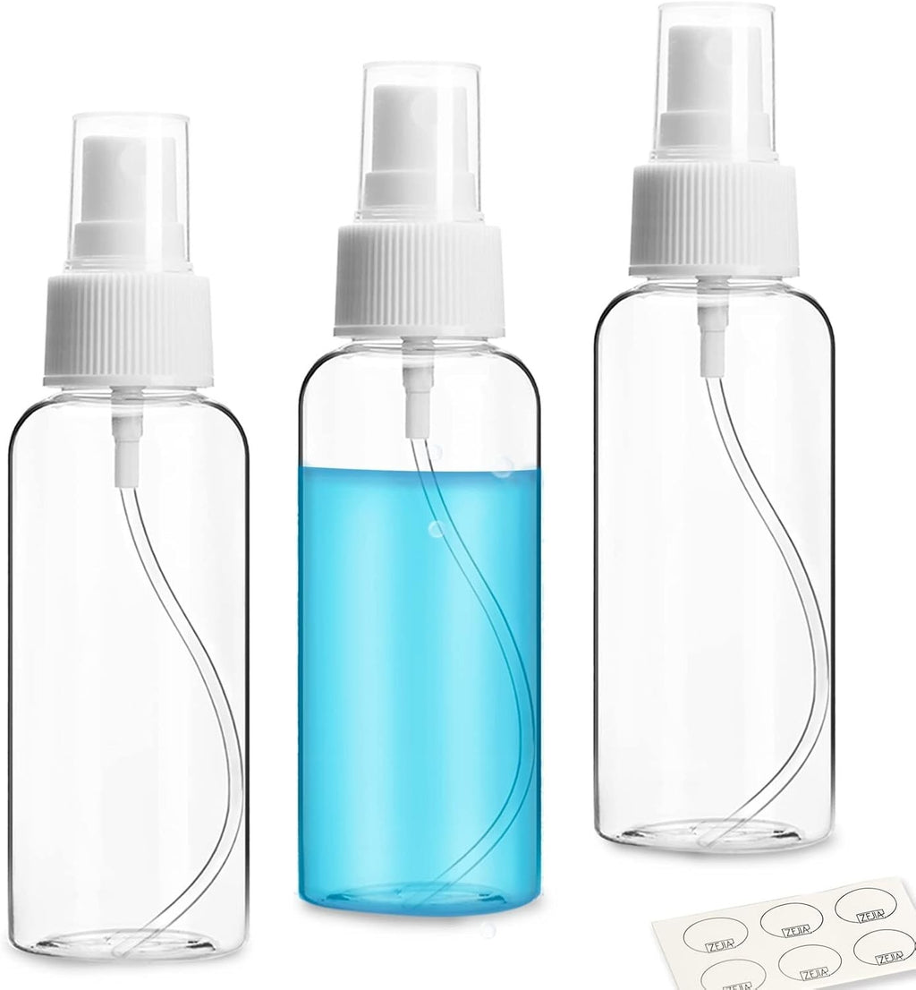Refillable Travel Spray Bottles Set - 3 Pack, 80ml Clear Reusable Containers