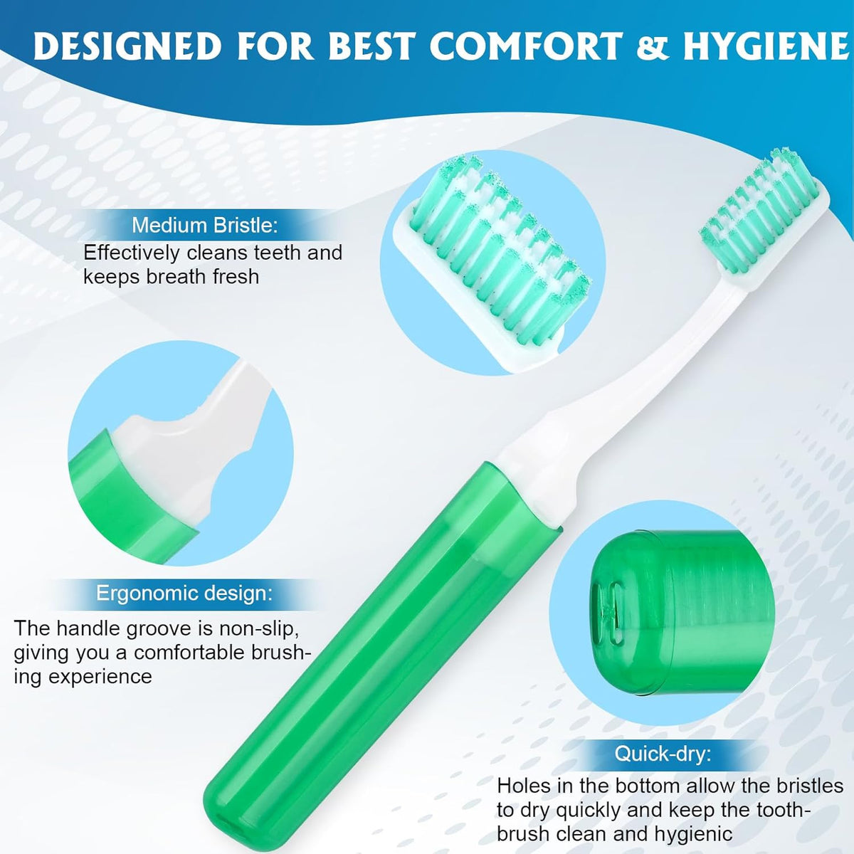 Travel Folding Toothbrush Set - 20 Medium Bristle Portable Hygiene Kits