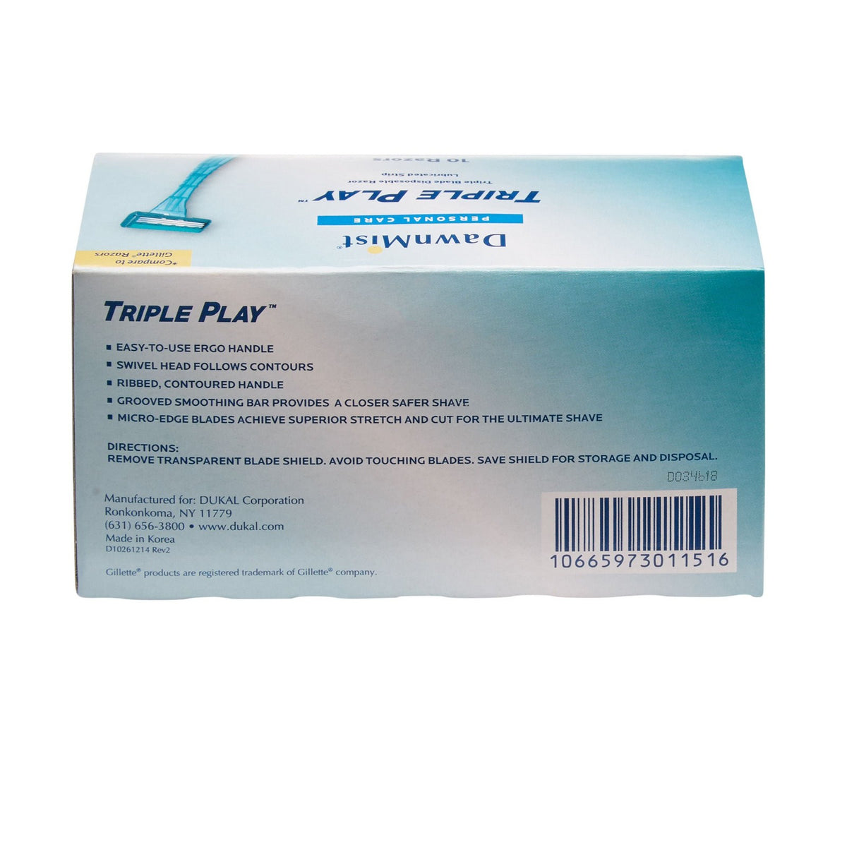 Disposable Triple Blade Facial Razor with Lubricating Strip - Teal, Pack of 10