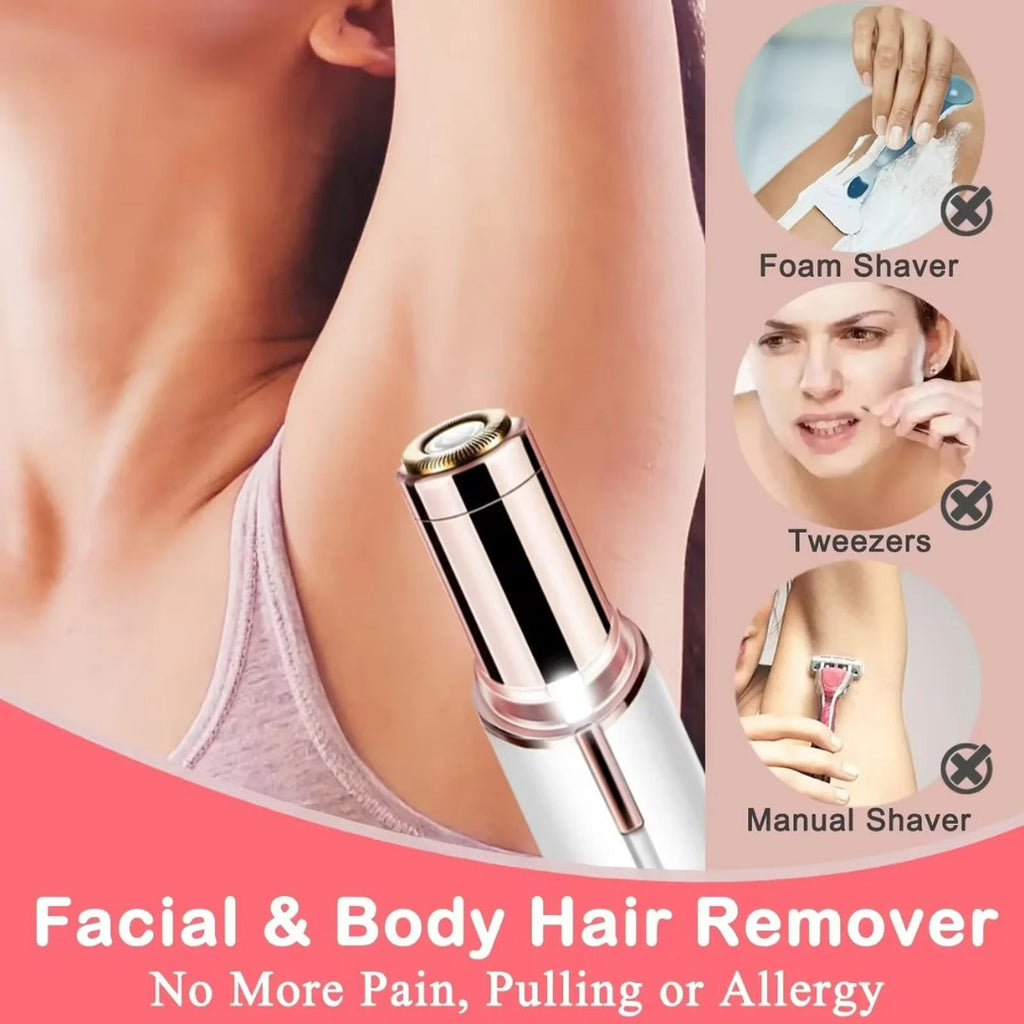 Portable Electric Facial Hair Remover for Women - Painless Eyebrow & Nose Trimmer