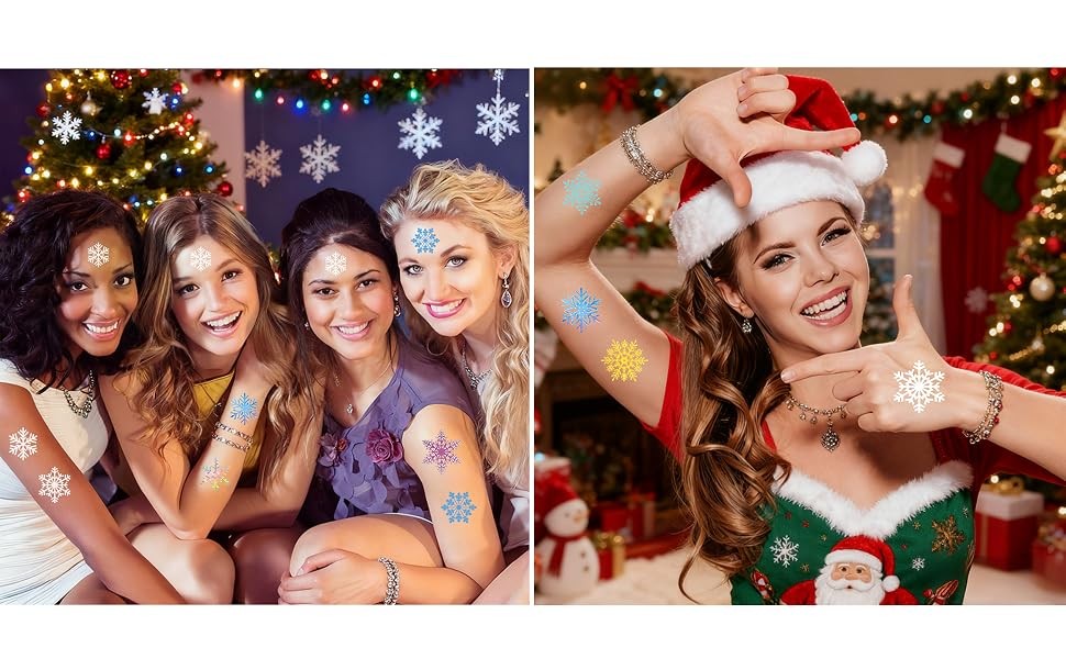 Christmas Snowflakes Temporary Tattoos for Kids Waterproof & Safe