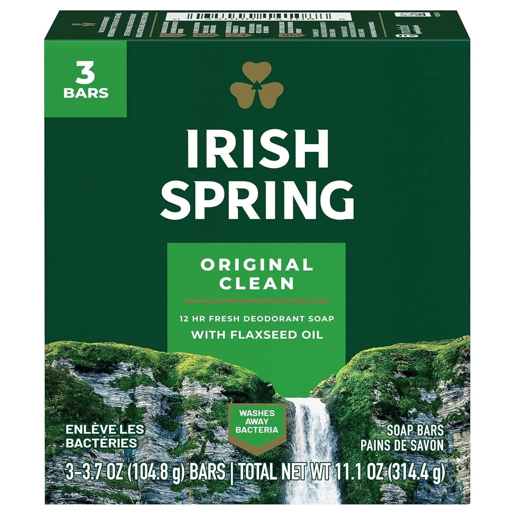 Irish Spring Original Deodorant Bar Soap Pack of 6 - 3 Bars Each