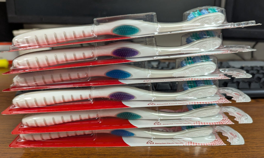 Pack of 6 Soft Whitening Toothbrushes - Assorted Colors, Gentle Clean