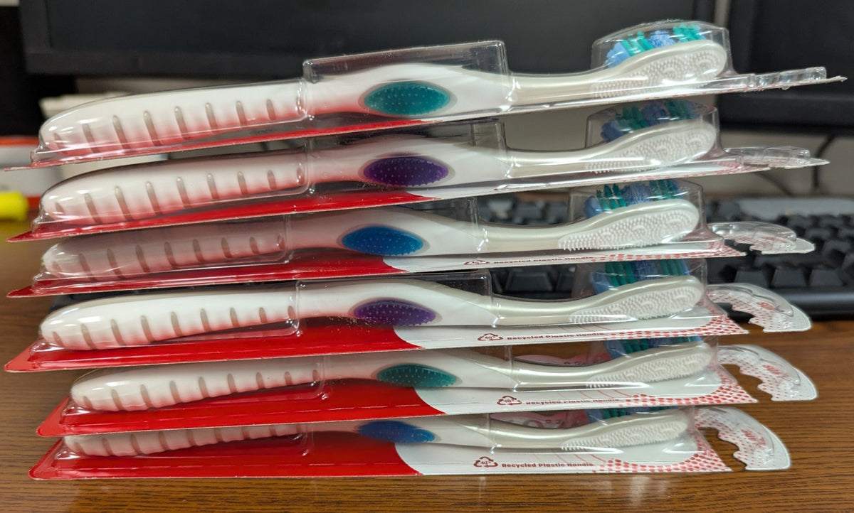 Pack of 6 Soft Whitening Toothbrushes - Assorted Colors, Gentle Clean
