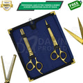 Professional 6.5 Inch Gold Hair Cutting Thinning Scissors Set for Barbers & Stylists