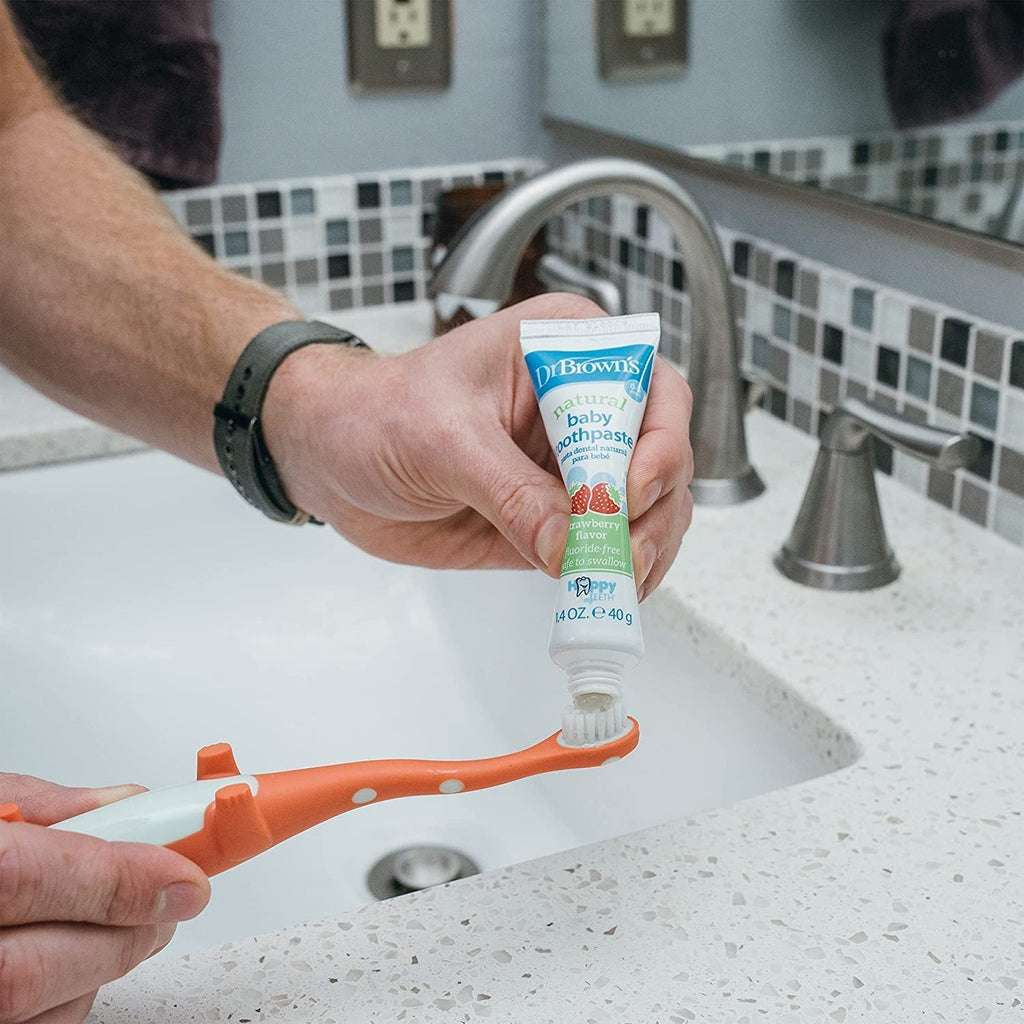 Fluoride-Free Baby Toothpaste with Strawberry Flavor - Safe Toddler Oral Care 1 Pack