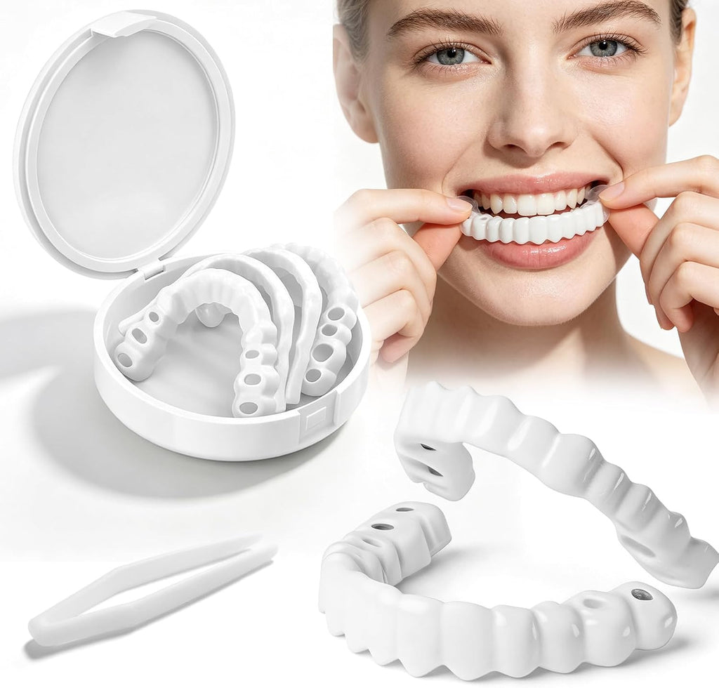 Adjustable Snap-On Veneers Dentures Set – Upper & Lower Tooth Covers