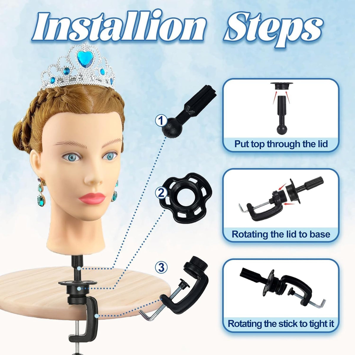 Mannequin Head for Hair Styling Practice Human Hair 26-28 Inches