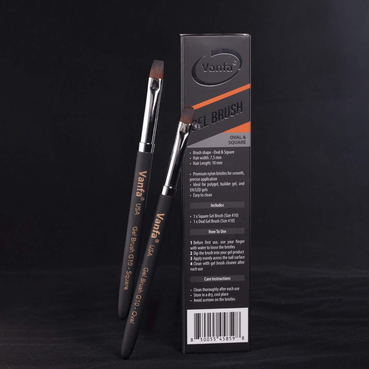 Gel Nail Brush for Builder Gel, Polygel & UV Gel - G10 Set (Square + Oval Heads)