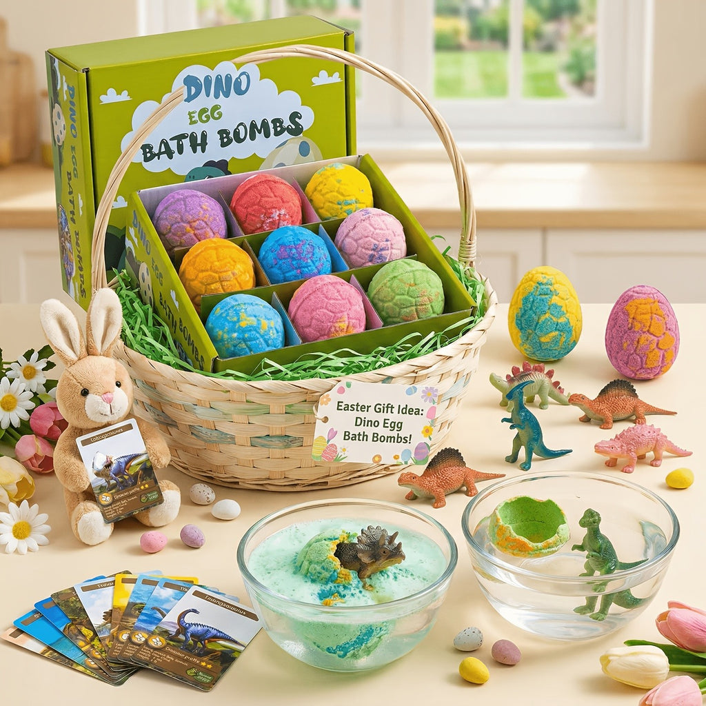 Dinosaur Egg Bath Bombs with Surprise Toys - 9-Pack Kids Bath Set