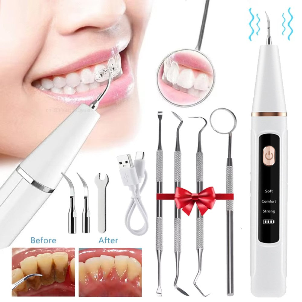 Ultrasonic Tooth Cleaner Tartar Remover with LED Light for Dental Hygiene