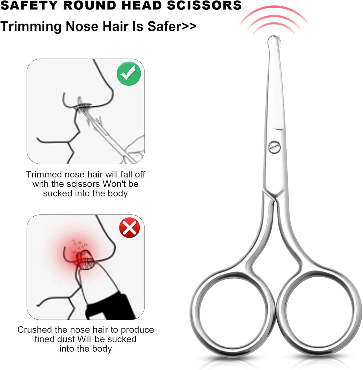 Men's Nose Hair Scissors with Round Tip for Facial Grooming