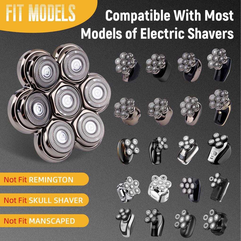 Waterproof Rotary Shaver Replacement Heads 7D Double Ring Razor Blades