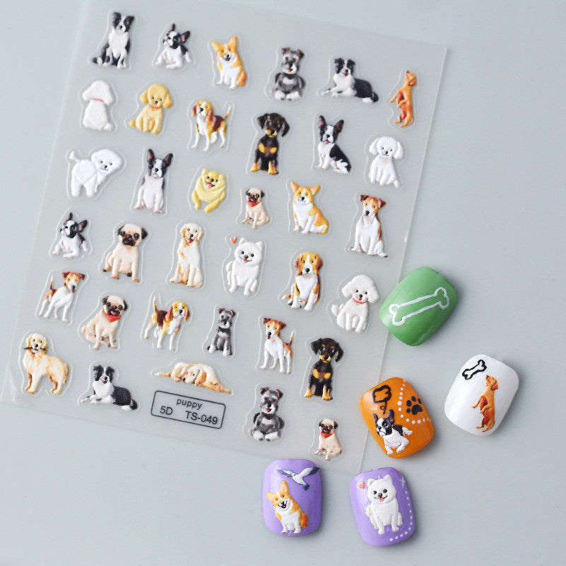 Nail Art Character Puppy Dogs Nail Stickers - 1 Sheet, Easy Nail Decoration